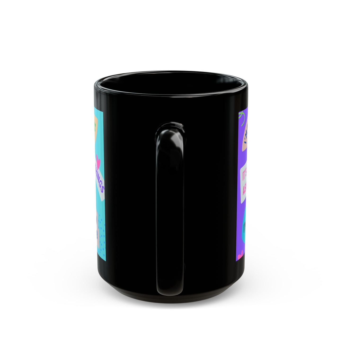Positive Affirmations Pop Art Black Mug, Colorful Design, Ceramic Coffee Cup, Gift For Her, Inspirational Quote, Motivational Mug