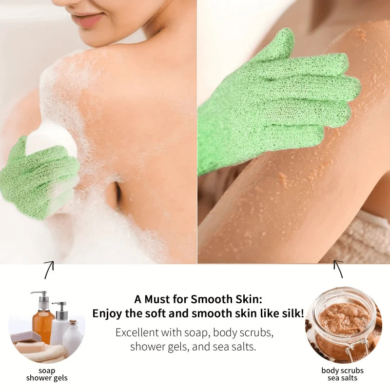 Exfoliating Shower Bath Glove Set Deep Cleaning Body Scrub Spa