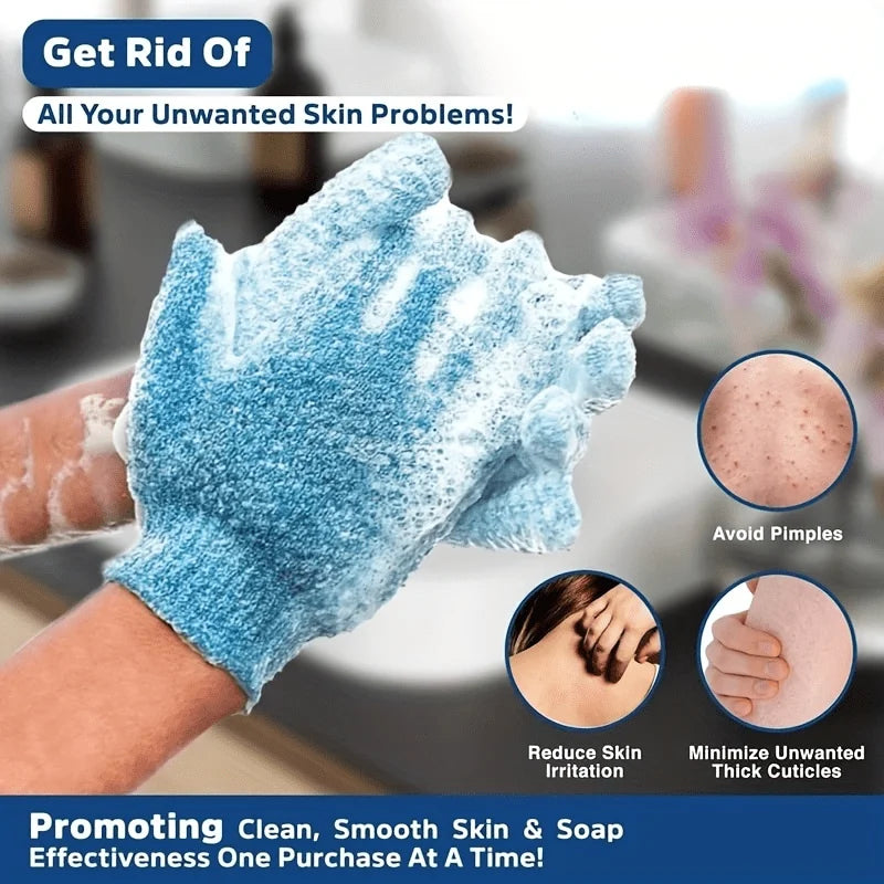 Exfoliating Shower Bath Glove Set Deep Cleaning Body Scrub Spa